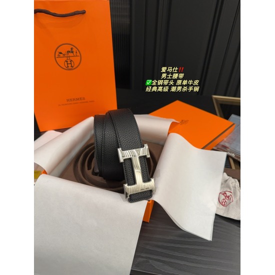 2023.10.29 P185 box matching ⚠️ Herm è s men's belt ✅ Equipped with a gift bag, all steel belt with head, original single cowhide belt~truly no age or person! Suitable for business suits, casual sports, and versatile for all seasons!
