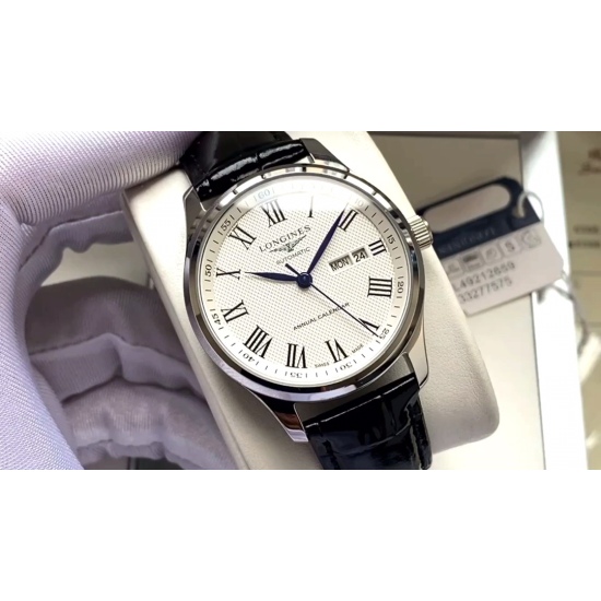 20240408 450. 【 Newly upgraded elegant and atmospheric 】 Longines men's fully automatic mechanical movement mineral reinforced glass 316L stainless steel case leather strap minimalist style business and leisure size: diameter 40mm, thickness 12mm