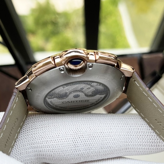 20240408 White Shell 550, Rose Gold 570. [New Style Classic Hot Sale] Cartier Men's Watch Fully Automatic Mechanical Movement Mineral Reinforced Glass 316L Precision Steel Case with Genuine Leather Strap for Fashion, Leisure and Business Essential Size: D
