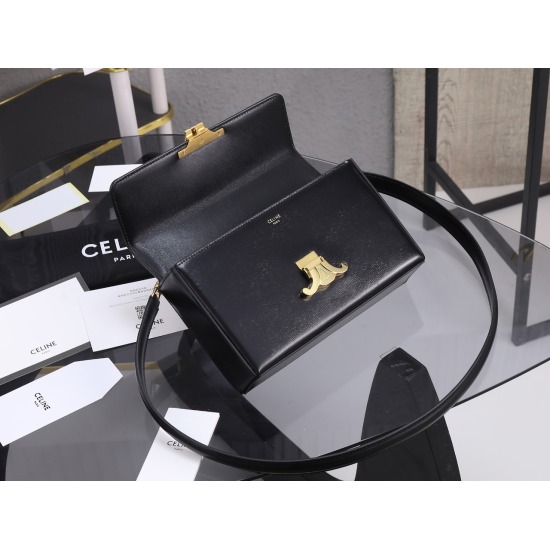 20240315 P1100 Premium Quality All Steel Hardware CELINE | Autumn/Winter Show New Product Box Bag BOX TRIOMPHE Triumphal Arch Box Comes~BOX TRIOMPHE The bag is upright and can be carried by hand or crossbody, with a full score of texture. Paired with over