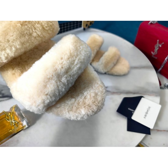 20240403 270 [Saint Laurent] Saint Laurent, imported wool sandals, 2023 early autumn counter synchronized with the latest, YSL, classic decoration, and exquisite beauty. The most popular spring and summer collection combines temperament, fashion, classic 