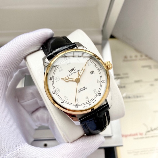 20240408 White shell 420, Gold shell 440, Steel strip+20. 【 Minimalist Style Classic Hot Selling 】 Wanguo-IWC Men's Watch Fully Automatic Mechanical Movement Mineral Reinforced Glass 316L Precision Steel Case with Genuine Leather Band Fashionable Design B
