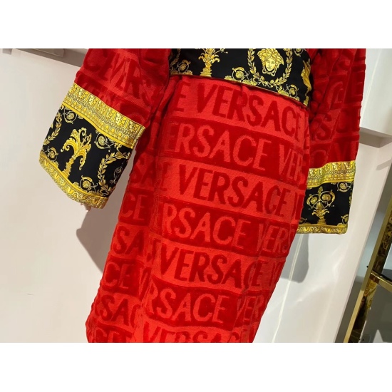 2024.01.22 Versace Pure Cotton ❤️ Red bathrobe material: imported Egyptian cotton cut velvet jacquard
