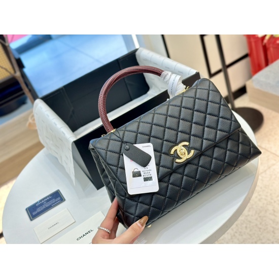 2023.10.13 255 Comes with Folding Box Aircraft Box Size: 28 * 18cm Chanel Coco Handle Handbag Grained Cowhide Material Original Kgold!!