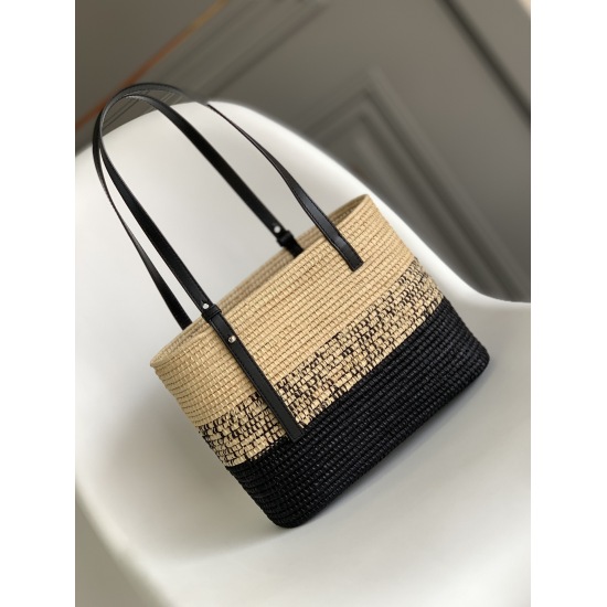 20240325 Original Order 830 Extra Grade 930 Gradient Coconut Fiber and Cow Leather Square Basket Handbag (New Color) A traditional square grass woven vegetable basket with gradient coconut fiber wrapped body imported Lafite grass, fully handcrafted, exqui