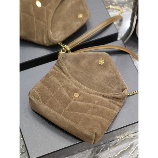 20231128 batch: 650 coffee gold buckle frosted leather Loulou buffer mini_ Mini crossbody bag is coming! The whole bag is made of soft Italian sheepskin, paired with Y family diagonal stripe stitching technology. It has a soft texture front flap bag, pair