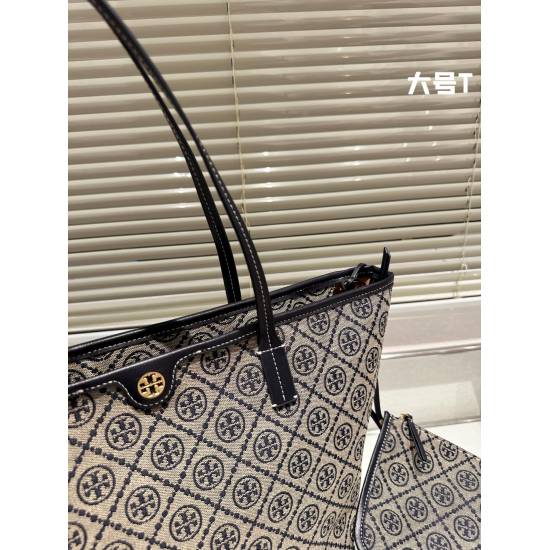 2023.11.17 P215 130TB Tory Burch New Product Tote Bag - The latest design of the counter, original single mold opening, customized hardware lining, hollowed out logo, imported fabric, super good hand feel and texture, more wear-resistant! Liangze Hardware