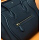 20240315 P1140 CELIN * Lugage Micro Smile Bag 167793_ Black Gold features imported calf leather grain surface/leather handle, 1 zipper buckle, and 1 external zipper pocket on the front. Handheld, zipper locked, inner zipper pocket and double-layer flat po