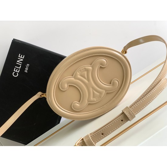 20240315 P770 CELIN * | OVAL CUIR TRIOMPHE Large Smooth Cow Leather Oval Handbag Large Mooncake Bag 16868 Smooth calf leather with the brand's classic Triumphal Arch logo Large size with larger capacity to hold phone, exquisite and cute with practical con
