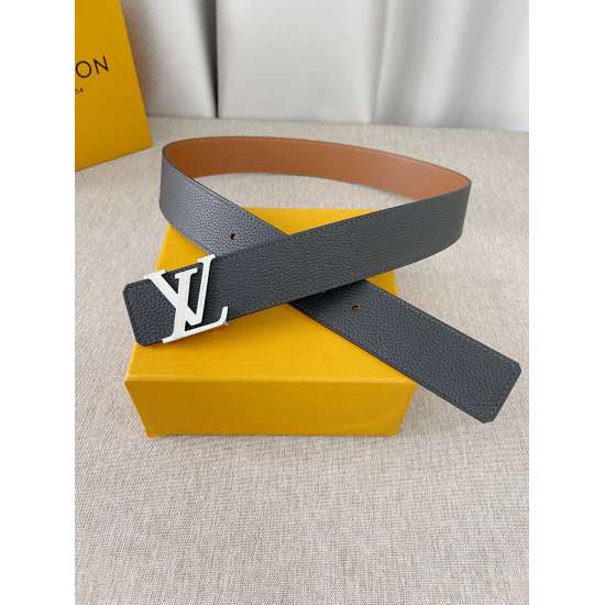 2024/03/06 P170 LV: Original single quality double-sided Italian imported lychee grain calf leather top layer, clear texture, soft and delicate texture, paired with Louis Vuitton classic letter pattern steel buckle, fashionable and casual versatile 4.0cm 