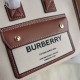 On March 9, 2024, the original P650 Burberry mini two tone canvas patchwork leather Freya Italian refined tote bag is made of stitching leather and cotton canvas, decorated with the brand Horseferry print. It can be carried with a top handle or an adjusta