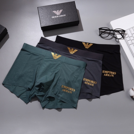 2024.01.22 New ARMANI Armani Original Quality, Boutique Boxed Men's Underwear! Foreign trade foreign orders, high-quality, seamless cutting technology with scientific matching of 84% nylon+16% spandex, silky, breathable and comfortable! Stylish! Not tight