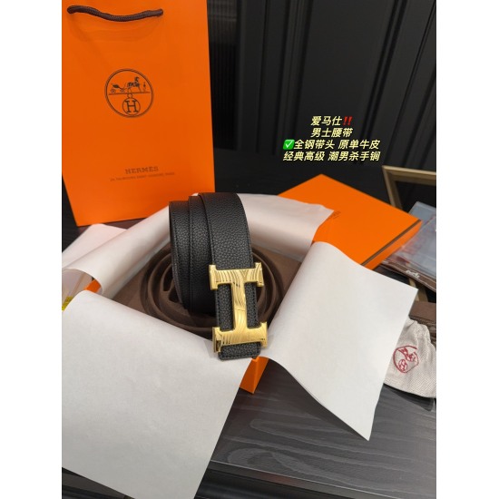 2023.10.29 P185 box matching ⚠️ Herm è s men's belt ✅ Equipped with a gift bag, all steel belt with head, original single cowhide belt~truly no age or person! Suitable for business suits, casual sports, and versatile for all seasons!