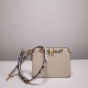 2024/03/07 p1080 [FENDI Fendi] New accordion folded edge handbag, made of camellia white leather material, decorated with metal FF clasps and python patterned brocade snake leather details. Equipped with two inner compartments and gold metal parts. Equipp
