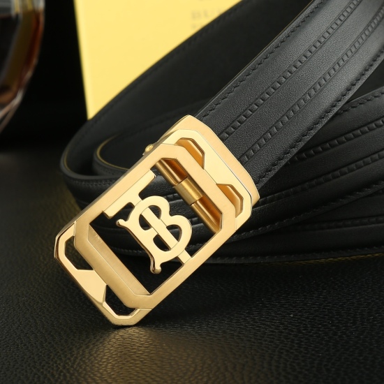 Burberry ㊙️ Original high-end quality counter official website synchronous support for NFC induction width 3.5 exquisite automatic steel buckle head, imported from Italy, original pattern head layer, calf leather bottom ✨ Clear texture and strong realism 