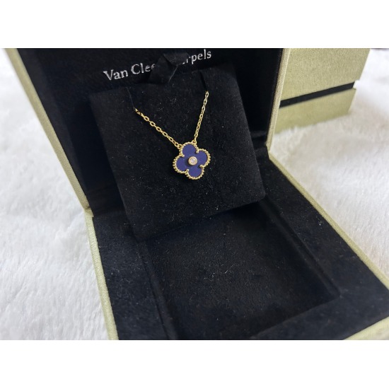 20240411 BAOPINZHIXIAO25 VCA Vanke Yabao Clover Medium Lapis lazuli Diamond Necklace White Gold Rose Gold Gold Gold