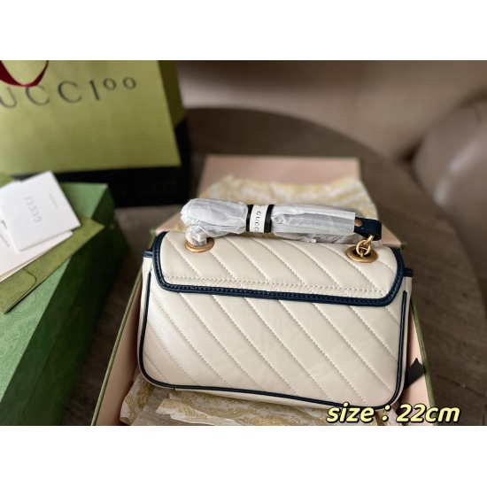 2023.10.03 205 210 with box size: 22 * 13cm 26 * 14cmGG diamond blue and white color matching is too beautiful. This color is good, elegant, high-quality, cost-effective, and high-quality cowhide ✔