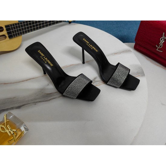 20240403 280 [Saint Laurent] Saint Laurent, Slim Heel Sandals 2023 Early Autumn Counter synchronized with the latest models, YSL, rhinestone buckle decoration, classic and beautiful masterpiece counter, the hottest spring and summer collection, combining 