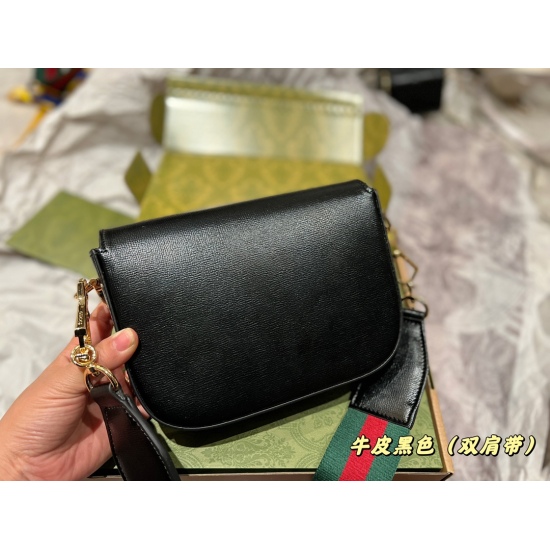 2023.10.03 225 High Order Edition (Cowhide Box) Size 20 * 14cmGG Small Saddle Bag Classic Black/Milk Shake White Size Huge and Cute Paired with Two Shoulder Straps to Switch Between Thick and Thin Shoulder Straps Perfect Combination Search GG 1955 Saddle 
