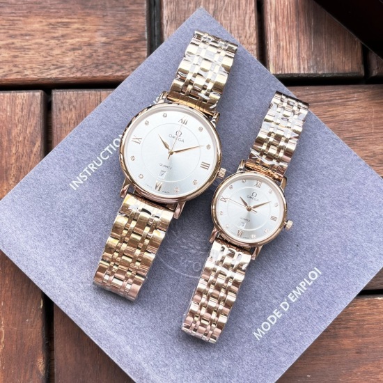 20240408 White shell 190, Rose gold 210, Steel strip+20. [Elegant, Fashionable, Classic, Hot Selling] Omega Omega Couple Watch Imported Quartz Movement Mineral Reinforced Glass 316L Precision Steel Case Precision Steel Band Fashionable Design Elegant and 