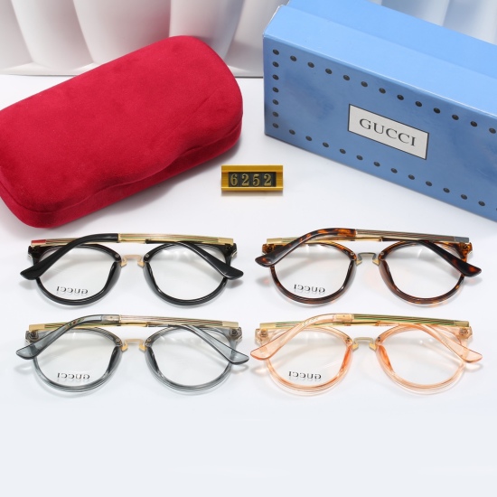 20240330 23 New brand: Gucci Gucci. Model: 6252. Male and female optical glasses, Polaroid lenses, fashionable, casual, simple, high-end, and atmospheric 4-color selection