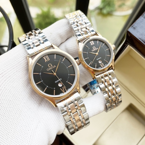 20240408 White shell 190, Rose gold 210, Steel strip+20. [Elegant, Fashionable, Classic, Hot Selling] Omega Omega Couple Watch Imported Quartz Movement Mineral Reinforced Glass 316L Precision Steel Case Leather/Precision Steel Band Fashionable Design Eleg