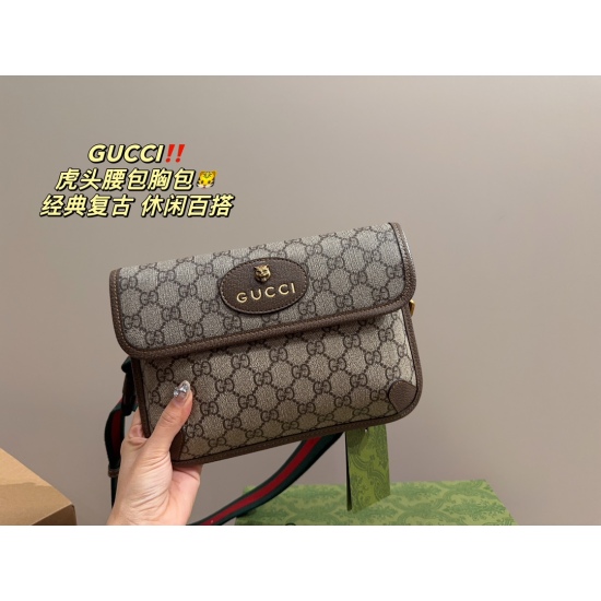 2023.10.03 P170 folding box ⚠ Size 24.16 Kuqi GUCCI Tiger Head Waist Bag Chest Bag Super Classic yet Fashionable and Accidental Versatile Looking Exquisite Everyday Outgoing