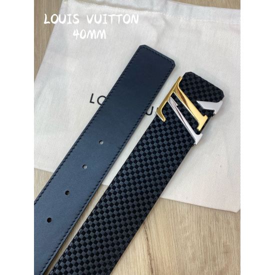 December 14, 2023 LV Initiatives Xiaomi grid leather sole OEM factory goods 4.0 width top layer cowhide sole with LV pattern letter steel buckle original factory leather material.
