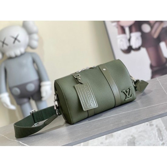 20231125 700 Exclusive Background Top of the line Original M21438 Ginger M21437 Khaki Green M59255 grams This City Keepall handbag features LV Aerogram cow leather with delicate textures to showcase a handsome style. The metal LV logo, leather plaques, an