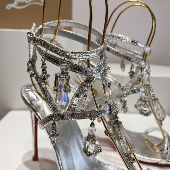 20240414 Top Edition Original Box P380 Christian Louboutin | 2024s Original Goods Manufacturing Heavy Industry CL New Design Showcase High Heels~ ❤ Upper: Decorated with crystal jewelry tassel pampillas, hand sewn tassel crystals directly onto the upper a