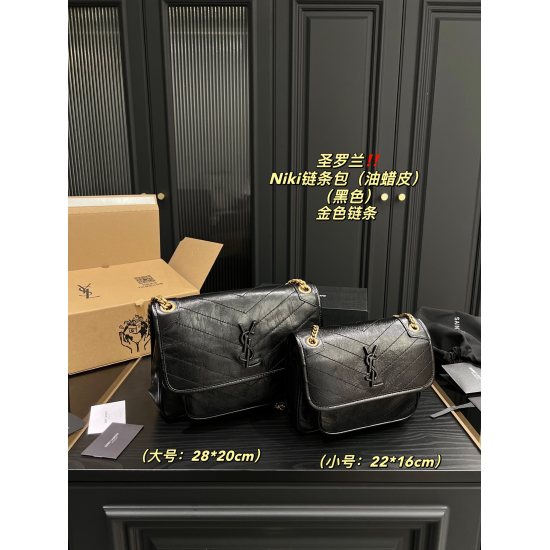 2023.10.18 Gold Chain Large P310 Complete Package ⚠ Size 28.20 Small P275 Full set packaging ⚠ Size 22.16 Saint Laurent Niki Chain Bag (Oil Wax Leather) Cool and understated Luxury Ultimate Beauty, Perfect Beauty Girl is You