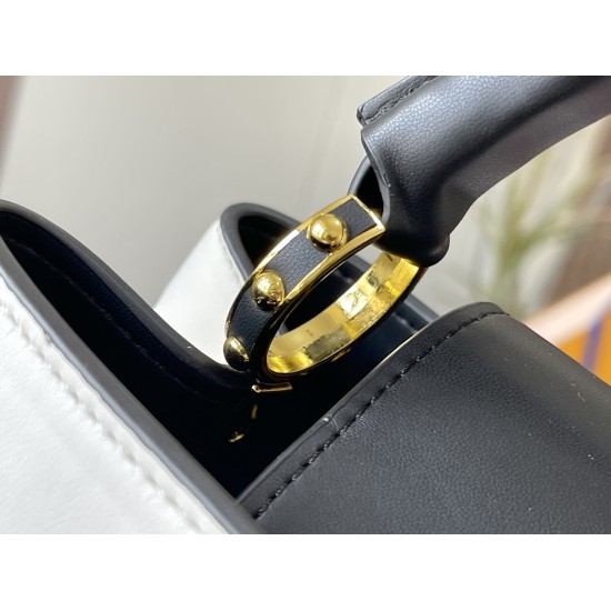 On July 10, 2023, M20374 Polka Dot Gold Buckle This Capuchines BB handbag features a distinctive polka dot pattern on cow leather, continuing the classic exploration of the 2022 spring/summer ready to wear collection. The detachable wide shoulder strap an