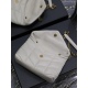 20231128 batch: 650 white gold buckle double chain Loulou Puffer mini_ Mini size double chain bag is here! The whole bag is made of soft Italian sheepskin, paired with Y family diagonal stripe stitching technology. It has a soft texture front flap bag, pa