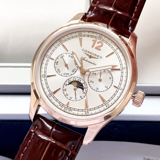 20240417 White shell 520, Rose gold 540, Steel strip+20. The new Isomia features a multifunctional lunar phase at 3 o'clock, 6 o'clock, and 9 o'clock positions, each with a Sunday and 24 hour lunar phase function. It features a 3836 movement (stable and p