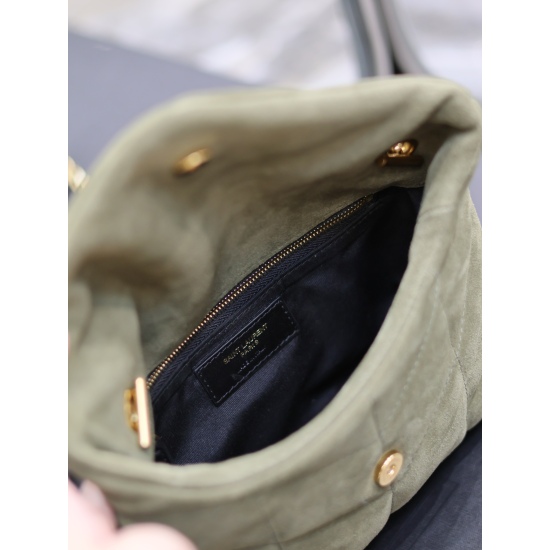 20231128 batch: 650 army green gold buckle frosted leather Loulou buffer mini_ Mini crossbody bag is coming! The whole bag is made of soft Italian sheepskin, paired with Y family diagonal stripe stitching technology. It has a soft texture front flap bag, 