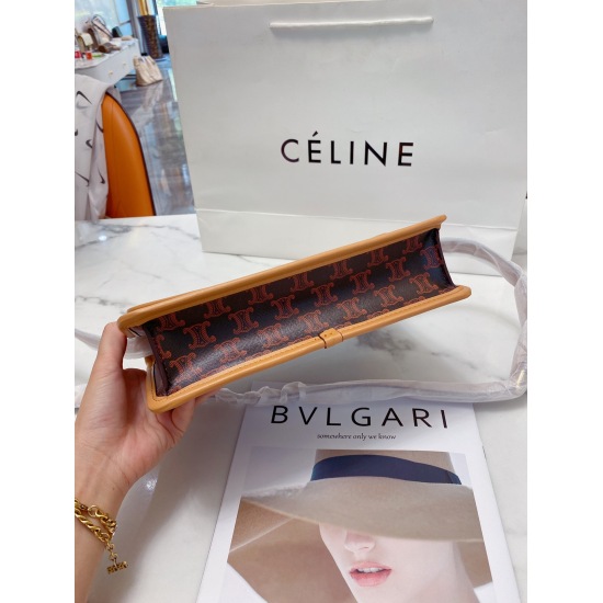 2023.10.30 P180 Gift Box CELINE Sailing 20 Early Spring New TRIOMPHE Retro Old Flower Crossbody Small Bag Zipper Handle Bag Capacity for Daily Travel One Phone Key Paper Towel Lipstick Fully Satisfied~Size: 25176