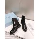 2024.01.05 310 High Edition Mao Li PRADA Prada 2020 Autumn/Winter Short Boots Thick Sole Martin Boots Motorcycle Boots Fabric: Shiny Open Edge Bead Inner Lining: Imported Wool Heel Height: Approximately 6cm