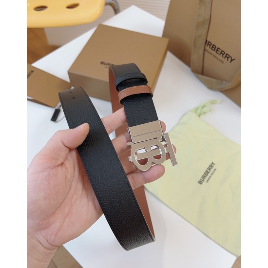 2024/03/06 P160 Burberry counter synchronization, double-sided Italian made belt, equipped with a bright and eye-catching exclusive logo design buckle width: 3.5cm classic business belt preferred for casual men! Grand yet fashionable