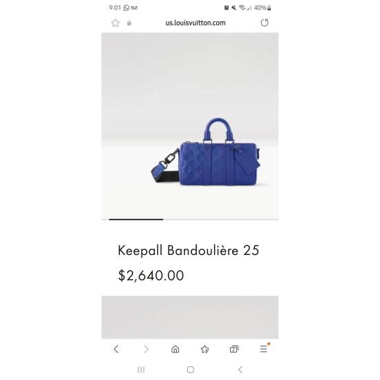 20231125 610 M23129 M23163 M20900 This Keepall Bandoulire 25 handbag features Monogram embossed grain Taurillon leather, creating an urban design that goes with you. The leather side straps and leather top handles showcase the iconic elements of the Keepa