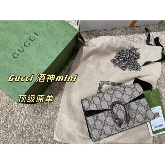 2023.10.03 P195 Folding Box Fly Gift Box Fur Cowhide Reprint Gucci/Kuqi Dionysus Super Detail Mini Wine God Bag Imported PVC/Fur Old Hardware Exquisite Button Head Decoration with Logo Keychain Super Foreign Size 18.10.5