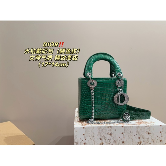 2023.10.07 P205 box matching ⚠️ Size 17.14 Dior DIOR rhinestone princess bag (alligator pattern) is exquisite, beautiful, advanced and elegant. It is easy to handle. No clothes or seasons can be selected all the year round. cool and cute. Tall girls can c
