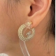 20240413 P60, CHANE new 24P Xiangjia double C multi-layer Fried Dough Twists half circle earrings