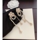 2023.07.23 ch * nel's latest full diamond camellia pearl tassel earrings are made of consistent Z brass material