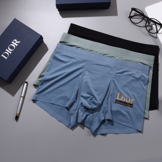 2024.01.22 New DIOR Dior Original Quality, Boutique Boxed Men's Underwear! Foreign trade foreign orders, high-quality, nylon ice silk seamless cutting technology, scientifically matched with 82.5% nylon+17.5% spandex, silky, breathable and comfortable! St
