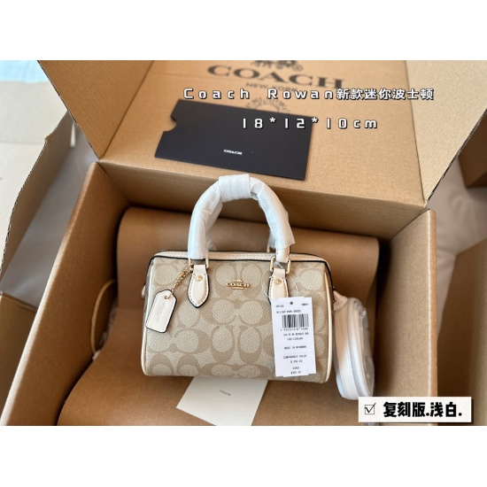 2023.09.03 195 (Full Package) size: 18 * 12cmC Home 23ss Pillow Bag/New Super Cute Mini Boston Classic Small Size Small Body, Large Capacity! Channel goods are very rare! Search for coach pillow bags