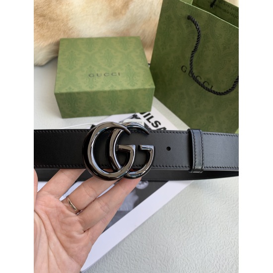 Gucci. Gucci Full Package Special Container Goods Classic Belt with Double Sided Head Layer Cowhide Belt Body and Vacuum Electroplated Button Head, 【 Width cm 2.0/3.04.0 】 Available for Selection, Fitted and Versatile!