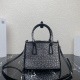 2024.03.12 P1060 [Top of the line Original] 2023 New Man Tian Xing Killer Bag 1BA896 This mini satin handbag is covered with sparkling imported crystals of various sizes, outlining simple and exquisite lines. The bag is adorned with a satin triangle engra