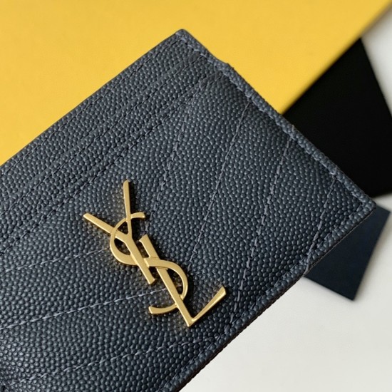 20231128 batch: 310 [equipped with counter gift box] SLP card clip credit clip metal interlocking YSL standard ✅， Jacquard raised stitching decoration, gold hardware, 5⃣ Number of compartments: 423291 Size: 10x7.5x0.5 cm