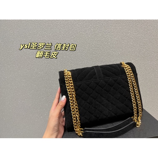 2023.10.18 P200 box matching ⚠ Size 24.15 Saint Laurent Suede Envelope with an open hanging appearance, lightweight and versatile body, giving a full sense of luxury