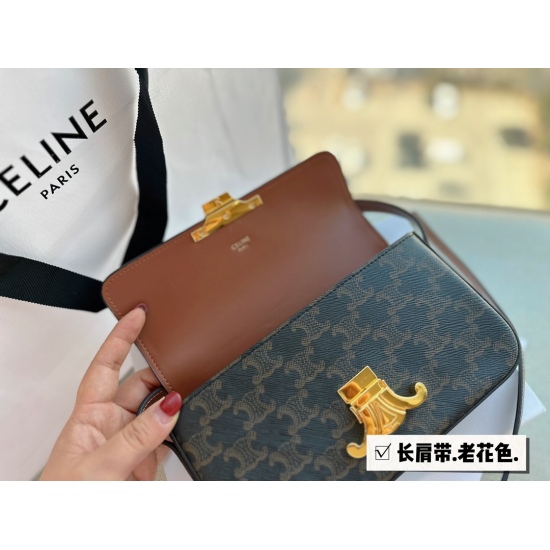 March 30, 2023 215 box (upgraded version J) size: 20 * 11cm celine super beautiful crossbody bag Triumphal Arch ⚠️⚠️ Long shoulder straps! Crossbody version! Retro sexy versatile bag not to be missed!! ⚠️ Cowhide leather